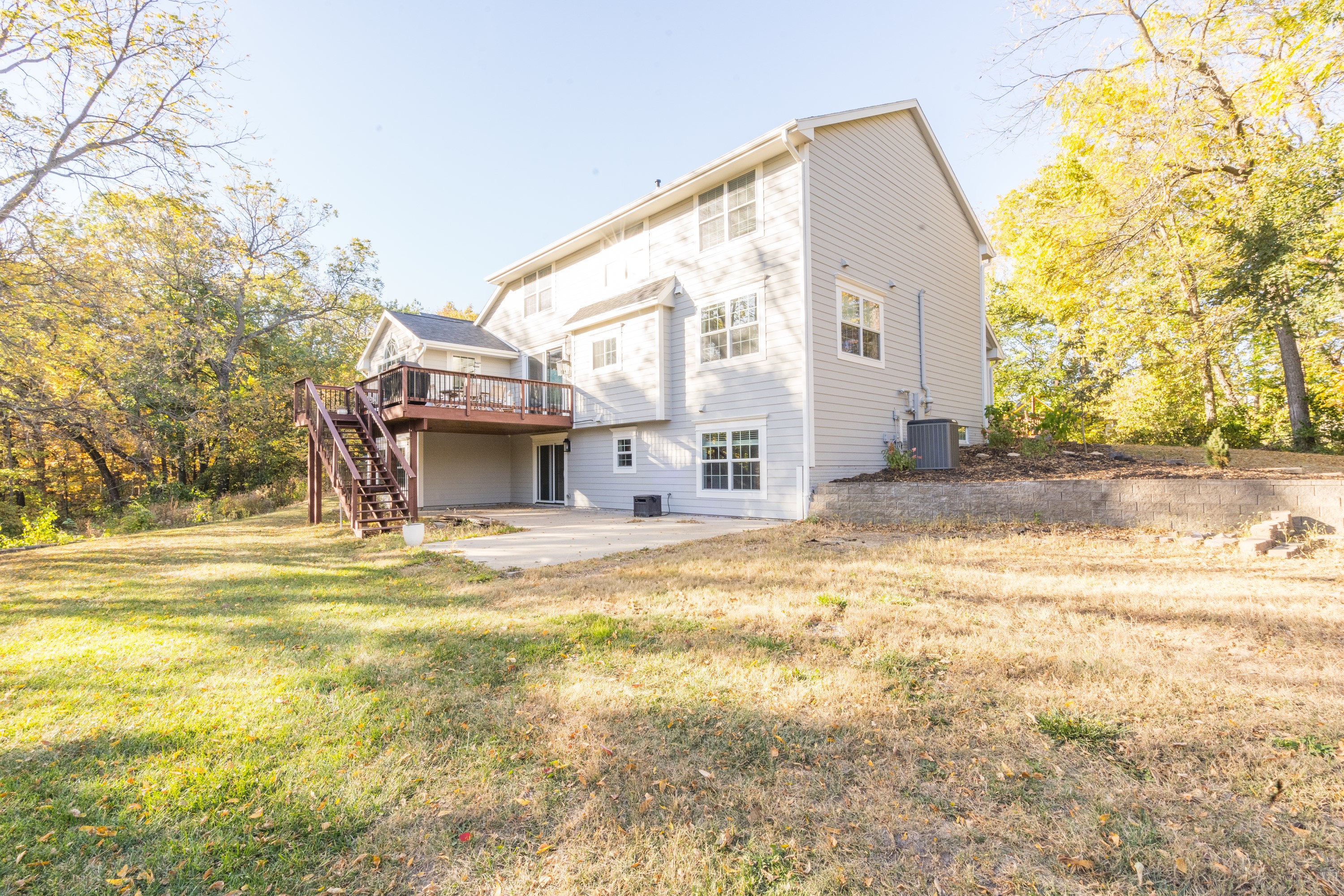 Custom home backyard view