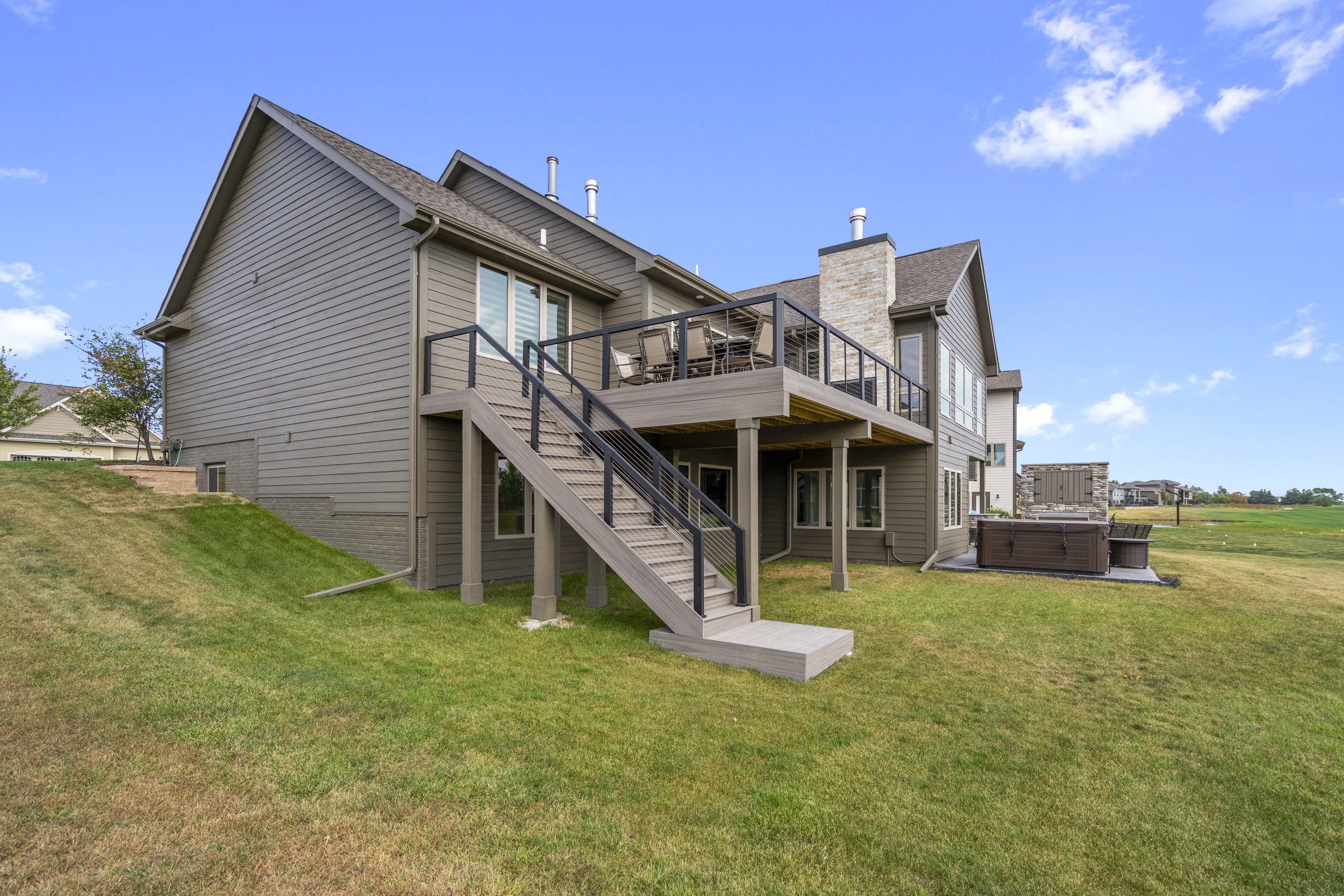 Custom ranch home with stone accents