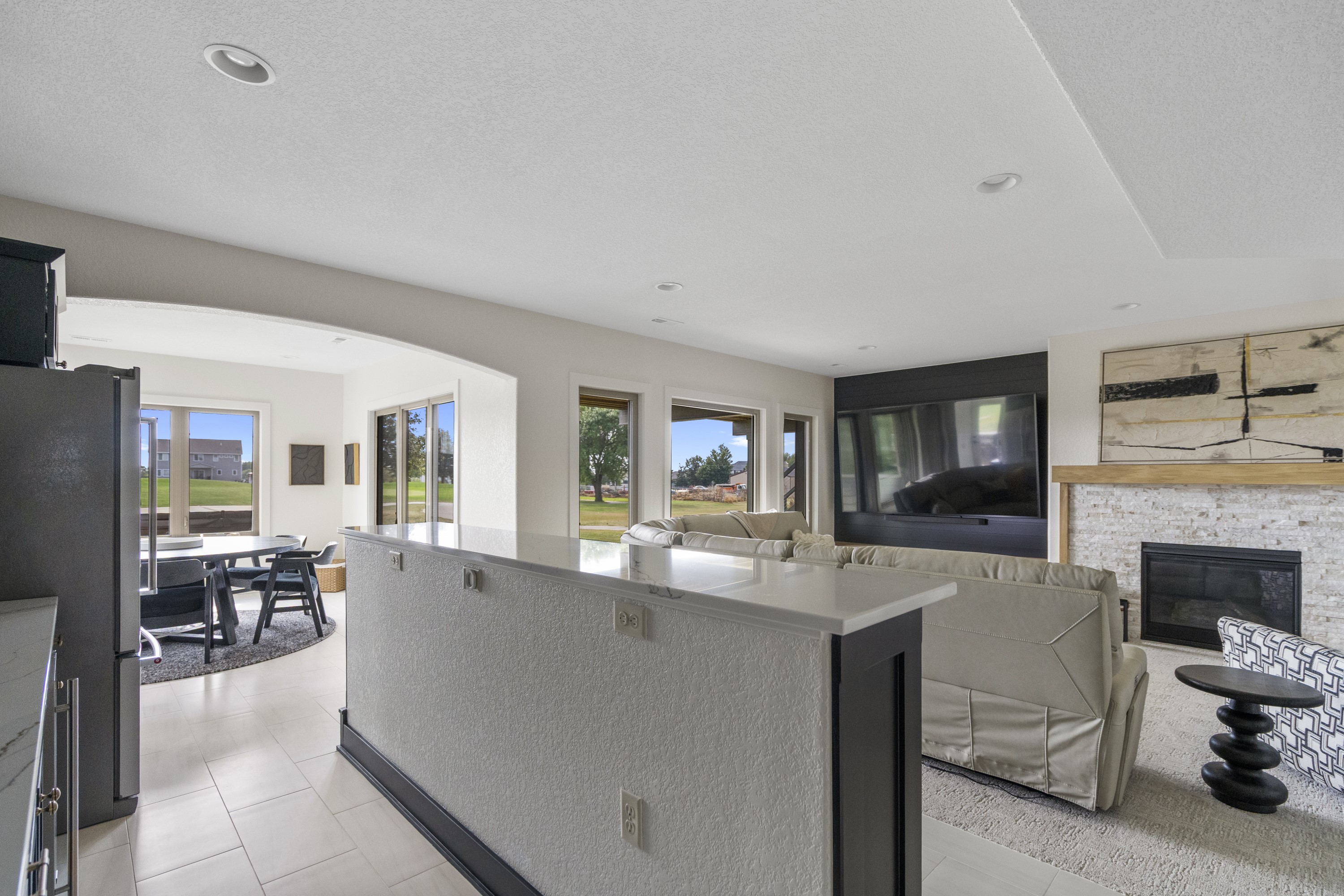 Open concept living and dining