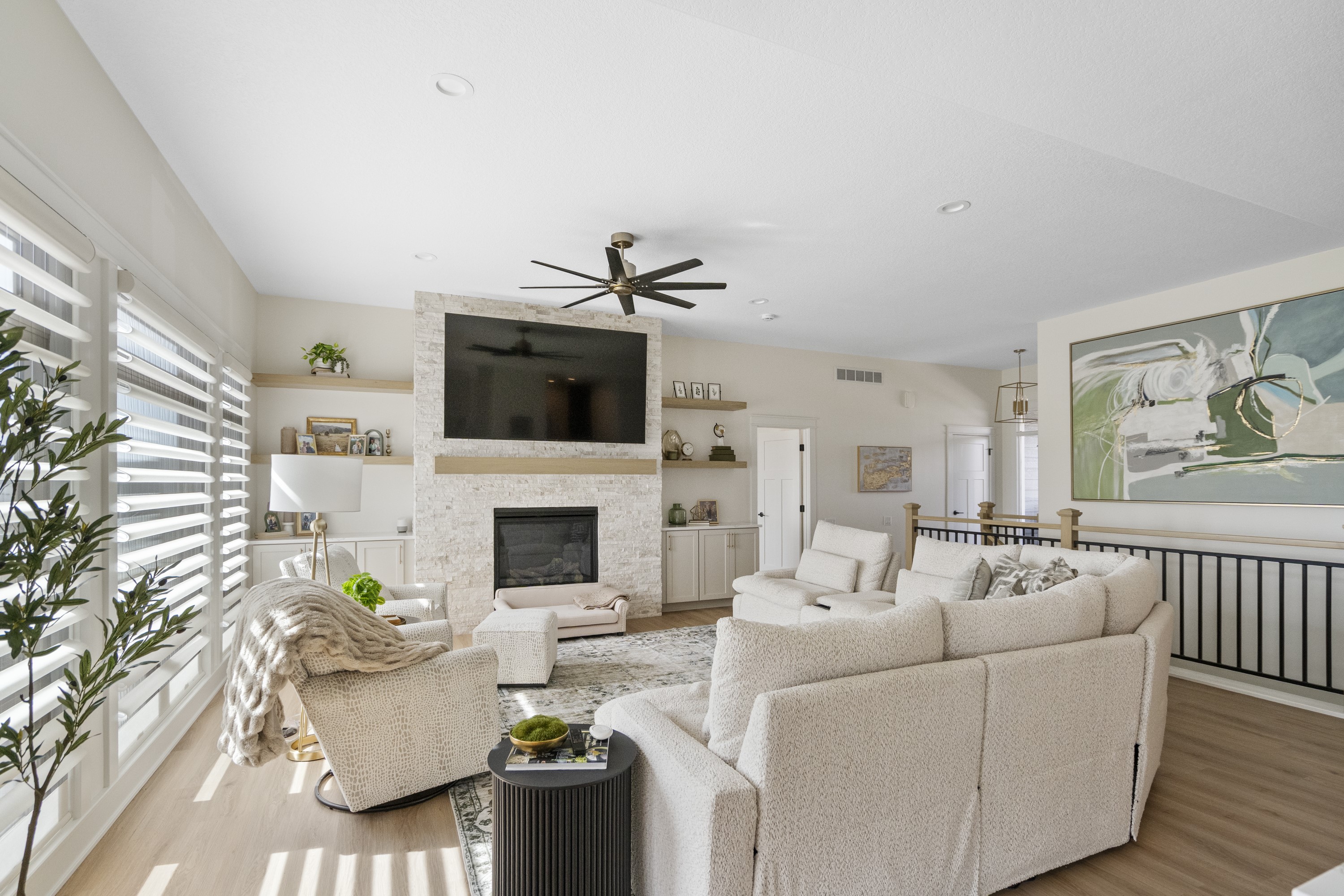 Living room with large windows and natural light