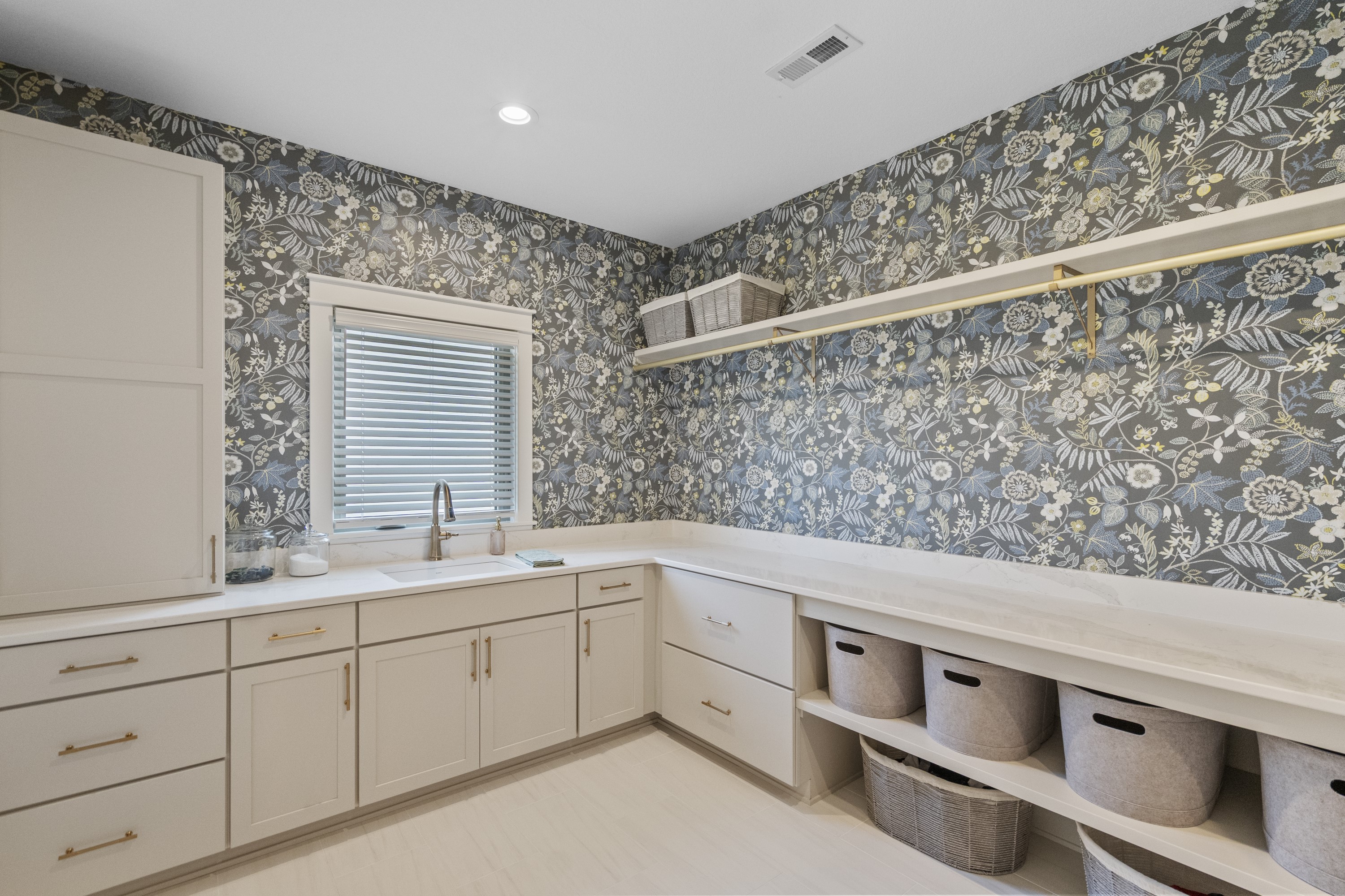 Living area with custom built-ins