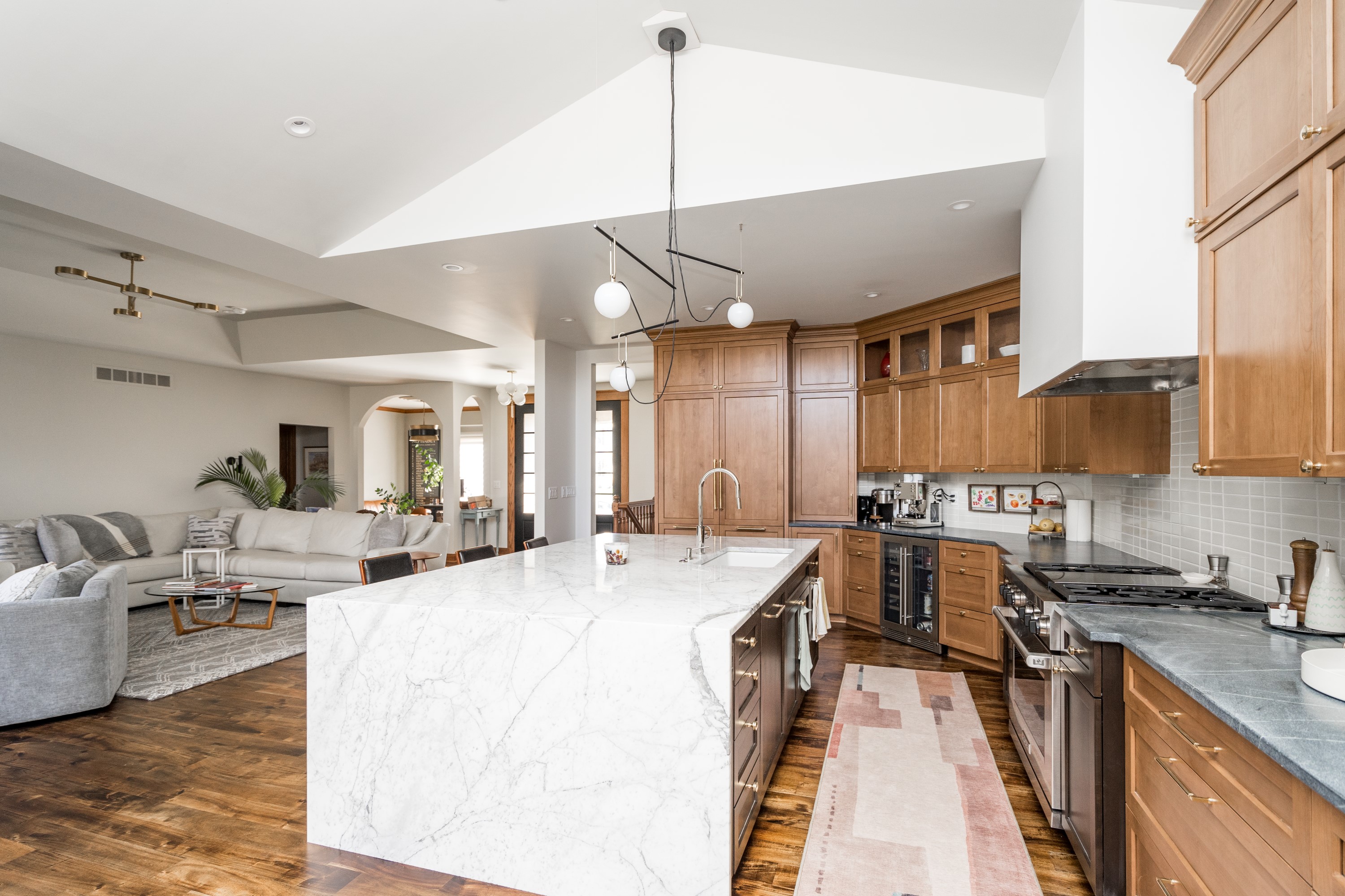 Open concept kitchen with living room view